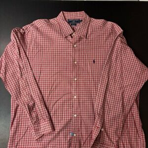 Ralph Lauren Sport Mens XL Button Down Shirt Long Sleeve Red Plaid‎